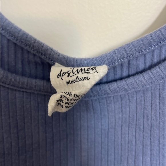 Blue Ribbed Crop Top - Picture 2 of 3